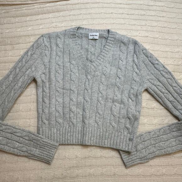 Sunday Best Gray Chunky Cable Knit Sweater sz XS Wool - Picture 2 of 8
